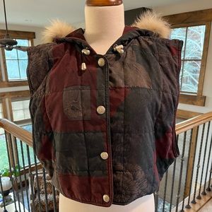 Gorgeous Vintage Nils Cropped Vest w/ Coyote Removable Hood sz 10 Snaps